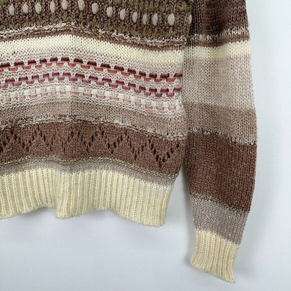 2OANS Knits by Mariea Kim Women’s Neutral Crochet Peter Pan Collar Sweater - Picture 11 of 12